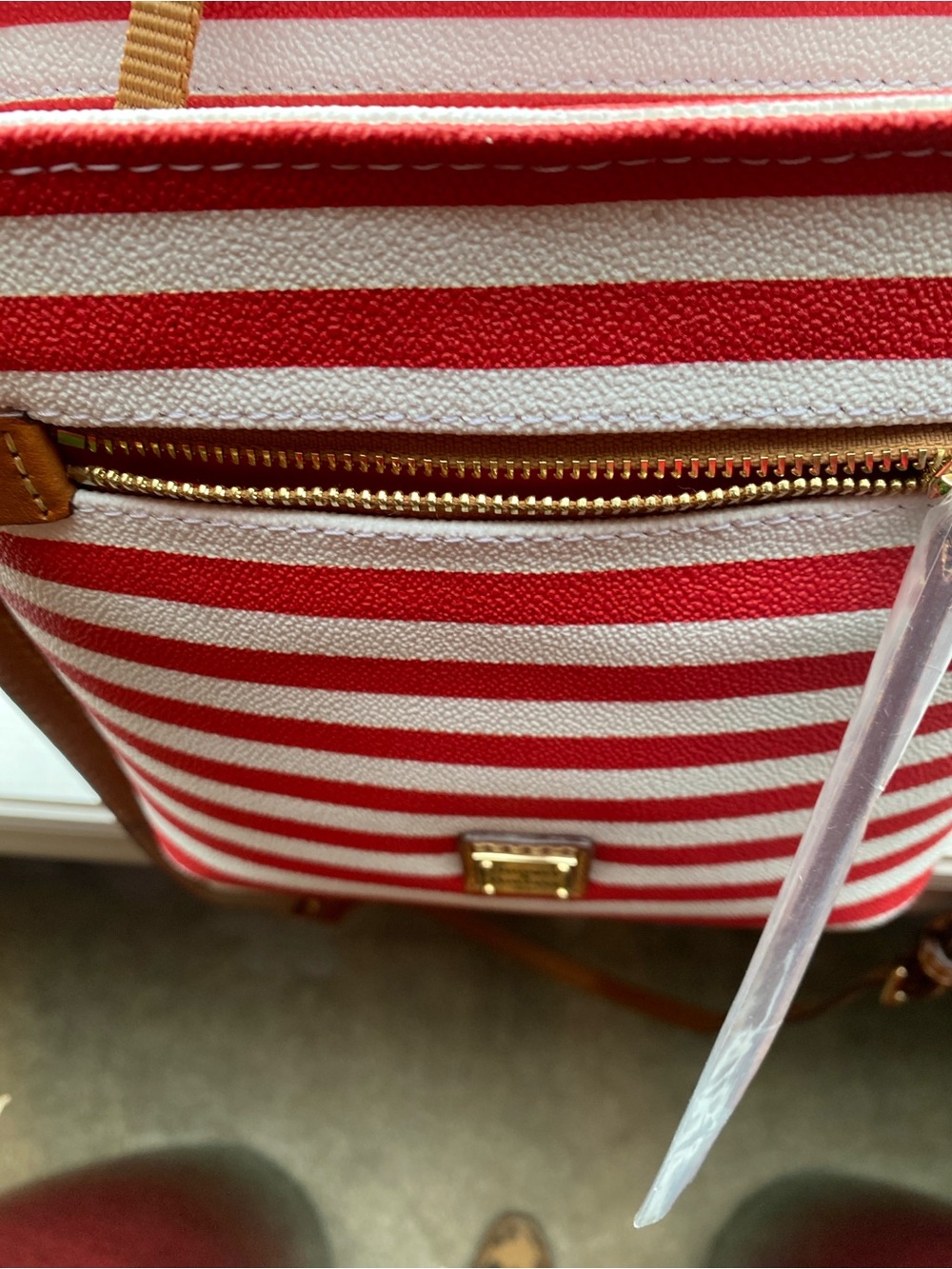 Dooney & Bourke Red and Cream Striped Crossbody Bag NWT - Picture 11 of 16